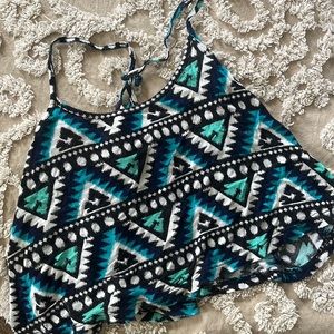Aztec print spaghetti strap crop top S